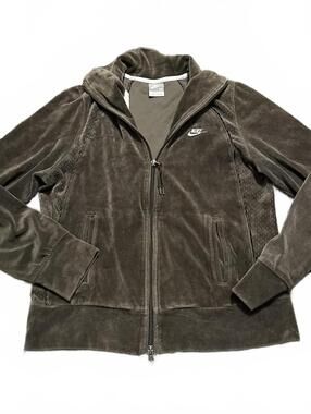 Nike Velour Dark Gray Green Jacket Size M